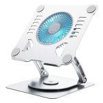 Shuwei 360 Rotating Laptop Cooling Stand With 3 Speed Fan Adjustable Height Laptop Stand For Desk Ergonimic Aluminum Laptop Cool