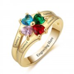 N2036 - Personalized Gold Over 925 Sterling Silver Cz Ring