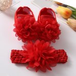 Infant Baby Girls Cute Slip On Mary Jane Flats With Lace Flower Decor Lightweight Soft Sole Anti-skid Princess Dress Shoes With