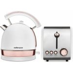 Creative Housewares Mellerware Pack 2 Piece Set Stainless Steel White Kettle And Toaster "rose Gold