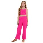 Button Detail Crop Top & Pants Set