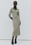 Collared Jersey Dress - Khaki Green