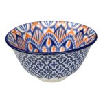 Blue And Orange Flower Tiny Ceramic Bowl
