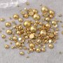 200PCS Nail Golden And Silvery Pearls For Flat Bottom Mixed Size Nail Pearl Diy Nail Art Decoration