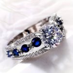 1PC Luxury Creative Hollow Royal Blue Cubic Zirconia Ring Men's Gifts For Women
