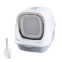 Large Cat Litter Box With Scoop Enclosed Odour -gray+white