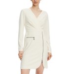 V-neck Dress With Zipper -eggshell