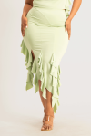 Araya Waterfall Ruffle Skirt - Smoke Green - L