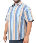 MENS SHORT SLEEVE STRIPE SHIRT - 8XL Multi