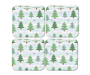 Christmas Table Decor - Set Of 4 Wooden Coasters - Christmas Tree Design