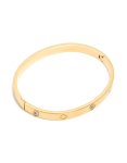 Waterproof Gold Plated Stainless Steel Cubic Zirconia Flower Bangle