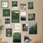 15PCS Matte Finish Nature-inspired Wall Art Cards Set - Misty Forest And Mountain Scenes With Inspirational Quotes For Dorm And