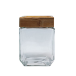Sq Jar With Wooden Lid 1.2L
