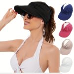 Women Sun Visor Hat Wide Brim Summer Uv Protection Beach Sport Cap For Women Packable Summer Beach Hats