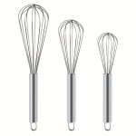 3PCS Egg Whisks 3 Different Sizes Stainless Steel Egg Beaters Egg Blenders For Cooking Baking Kitchen Gadgets Kitchen Stuff Kitc