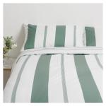 Microfibre Sage Stripe Duvet Cover Set