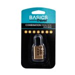 Basics Travel Padlock 3 Combo Brass