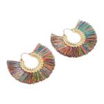 Multi Textured Fan Tassel Hoop Earrings