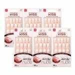 Kiss Salon Acrylic Nude French 28 Count Medium Length Flat Pack Of 6