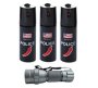 Pocket Flashlight And 3 Pack 60ML Pepper Spray Combo Kit