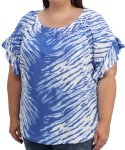 Ladies Printed Frill Top - 60 Blue wht