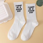 1 Pair Of Unisex Fashion Novelty Socks Funny Letter Patterned Men Women Gift Socks For Outdoor Wearing & All Seasons Wearing
