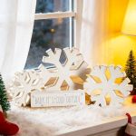 4 Pcs Winter Wooden Snowflakes Decor - Christmas Snowflake Signs - Christmas Fireplace Decoration For Party - Tabletop Fireplace