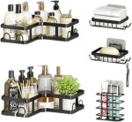 5-IN-1 Multipurpose Corner Steel Rack Shelf Set For Bathroom Steel Dish Drying Kitchen Rack