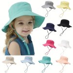 1PC Summer Sun Hat Outdoor Drawstring Hat Breathable Uv Protection Hat For Outdoor Travel Beach Camping