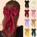 3PCS Elegant Retro Sweet Y2K Versatile Ribbon Bow Hair Clips Women Girls Princess Style Casual Leisure Hair Accessories Gift Pho