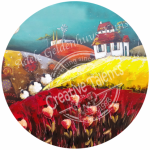 Round Ottoman Printed Panel Kameeldoring Kop