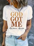 Letter Print Crew Neck T-Shirt Casual Short Sleeve T-Shirt For Spring & Summer Women's Clothing