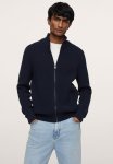 Binger Zipped High Collar Cardigan - Navy