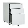 Steel 3 Drawer Side Handle Mobile Pedestal Filing Cabinet Locker - Light Grey