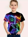 Colorful Game Controller 3D Print Short Sleeve T-shirts For Boys - Cool Lightweight And Comfy Summer Clothes