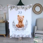 Fleece Blanket Bear With Leaf