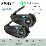 2PCS Ejeas Q8 Motorcycle Mesh Group Intercom Helmet Wireless Headset For 6 Riders Talking At The Same Time Music Sharing Fm Adop