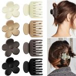 Kaund 8PCS Hair Clips For Thin Hair Matte 1.6" Double Row Teeth Jaw Hair Claw Clips And 1.5" Flower Hair Clips For Women With