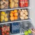 6-PIECE Set Clear Plastic Fridge Organizer Bins Bpa-free Stackable Refrigerator Storage Containers For Vegetables Fruits Snacks