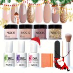 11PCS SET Dip Powder Nail Kit Starter 4 Colors Nude Skin Tone Golden Glitter Neutral Acrylic Dip Powder Liquid Set With Base Coa