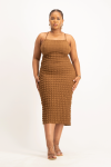 Lyra Criss Cross Tie Back Dress - Toffee - L