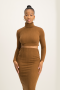 Kora Poloneck Cropped Top - Brown Sugar - S