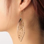 1PAIR Fashion Transparent Resin Butterfly Wings Drop Earrings