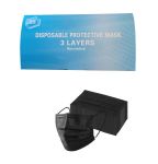 2 X Box Of 50 - 3 Ply Disposable Mouth & Nose Face Mask With Ear Loop Black