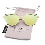 Trendymate-womens Street Fashion Metal Twin Beam Flat Mirror Lens Cat Eye Sunglasses Gold Gold 57MM