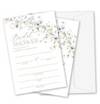 Hjlloqr Bridal Shower Invitations 25 Sets Flower Wedding Invitation Cards With Envelopes Floral Wedding Shower Invites For Engag