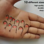 100 200 300 400 500PCS Mixed Sizes Fishing Hooks Carbon Steel Sharp Hooks Fishing Tackle