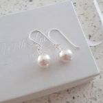Hannah 925 Sterling Silver European Pearl Dangle Earrings 8MM
