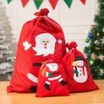 Christmas Santa Claus Drawstring Gift Bag - Non-woven Festive Candy Pouch With Decal Design