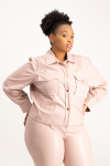 Eliana Faux Leather Shacket - Blush - 2XL Blush
